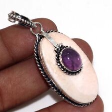 925 Silver Plated-Scolecite Amethyst Ethnic Top Design Pendant Jewelry 2" MJ for sale  Shipping to South Africa