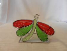 Red & Green Glass With Metal Dragonfly Tea Light Candle Holder for sale  Shipping to South Africa
