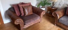 Alexander and James Hudson cuddle chair and  3 seater sofa leather and fabric for sale  BARNSLEY