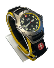 SWISS SPORT Black and Yellow Nylon Band Quartz Analog Watch New Battery for sale  Shipping to South Africa