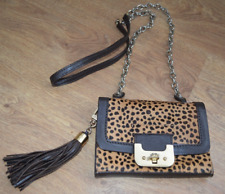 Bolsa tiracolo DVF DIANE VON FURSTENBERG pele de pônei panturrilha leopardo prata Ch usada comprar usado  Enviando para Brazil