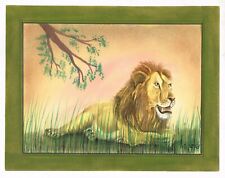 Used, Handmade Indian Miniature Animal Art & Painting Of Lion Fine Artwork On Paper for sale  Shipping to Canada