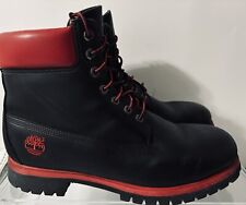 TIMBERLAND MENS Leather Boots 6” Black/Red Sz 11.5 W Rare VTG HIP HOP NYC BRONX for sale  Shipping to South Africa
