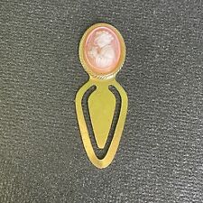 Usado, Marcador de página marcador vintage tom dourado com perfil lateral de menina camafeu rosa e branco comprar usado  Enviando para Brazil