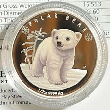 2017 Tuvalu Baby Polar Bear 50Cents 1/2oz Silver Proof Coin  for sale  Houston