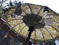 Bali Umbrella Tabletop Fabric Parasol Indonesia Woven Carved Wood for sale  Shipping to South Africa