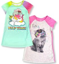 Usado, Meninas Pequenas 6-6X Unicórnio Preguiça Arco-Íris Kitty Nightgown Sleep Shirt PJ Gown Cute comprar usado  Enviando para Brazil