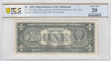 Billete de banco de la Reserva Federal de $1 1993 Richmond graduación profesional 20 error de impresión offset completo segunda mano  Embacar hacia Argentina