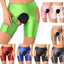 Shorts femininos brilhantes a óleo sem virilha bicicleta academia corrida curta treino ioga calças comprar usado  Enviando para Brazil