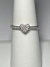 .925 Sterling Silver .20ctw Genuine White Diamond Heart Ring Size 8 "TE" for sale  Shipping to South Africa