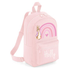 Personalised Kids Backpack Rainbow Rabbit Design Girls Back To School Bag MBRR for sale  Shipping to South Africa