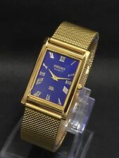 Relógio de pulso masculino japonês Seiko quartzo fino nova bateria fase azul banhado a ouro comprar usado  Enviando para Brazil