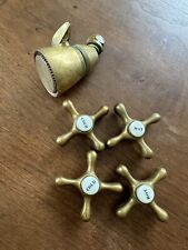 Vintage Mid Century Brass Shower Head Hot Cold Faucet Handle Bathroom Set for sale  Shipping to South Africa