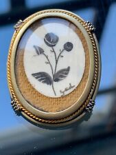 Antique Artista Plata Broche / Colgante Flor Pintado a Mano en Una Ovalado Marco segunda mano  Embacar hacia Argentina