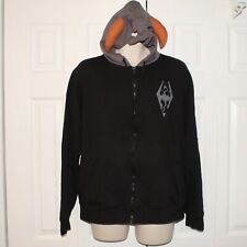 Bethesda Skyrim Hoodie Horns Fus Ro Dah Zip Up Black XL for sale  Shipping to South Africa