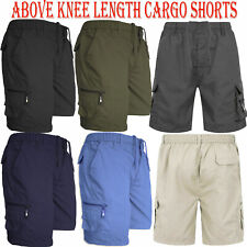 Mens Cargo Shorts Combat Multi Pocket Elasticated Waist Plain Lightweight Shorts for sale  Shipping to South Africa