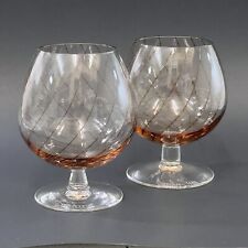 VTG Set 2 MCM Smyers Art Glass Swirl Drape Hand Blown Brandy Glasses 5” Signed for sale  Shipping to South Africa