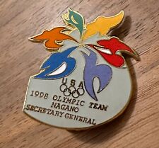 Usado, Nagano 1998 Usa Olympic Team "Secretário-Geral" Noc Pin Olímpico comprar usado  Enviando para Brazil