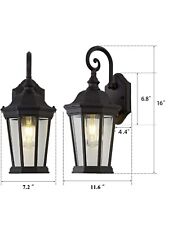 Juego de 2 linternas de luz exterior grande de pared exterior Smeike 16" negras segunda mano  Embacar hacia Argentina