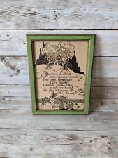 Vintage Mother And Child Poem Framed Motto Print Art Deco Green Frame for sale  Shipping to South Africa