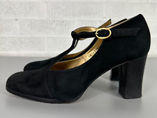 Vintage Martinez Valero Black Suede Leather Buckle Pumps Heels Size 7B Retro, used for sale  Shipping to South Africa