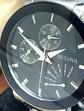 Relógio masculino Bulova 96C105 mostrador preto aço prata quartzo multifuncional 40mm comprar usado  Enviando para Brazil