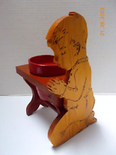 Vintage 1960's WOOD CARVED MINI ACCENT BENCH with BOY CUTOUT CENTERPIECE 5.5"x4" for sale  Shipping to South Africa
