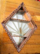 Antiguo - Espejo de madera con forma de diamante - Estantería de exhibición - Raro y único segunda mano  Embacar hacia Mexico