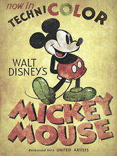 Walt Disney's Mickey Mouse in Technicolor retro metal plaques signs poster image for sale  Shipping to South Africa