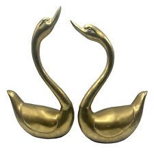 Vintage Large Brass Swan Figurines Set of 2 Mid Century Decor Bohemian Retro for sale  Shipping to South Africa