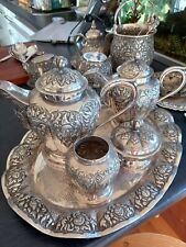 Large Djokja Yogya Silver Tea Set And Antique Tray  68Oz for sale  Shipping to Canada