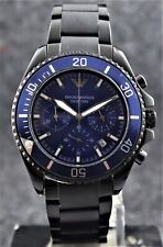 Reloj de cuarzo Emporio Armani para hombre cronógrafo esfera azul con fecha bisel giratorio segunda mano  Embacar hacia Argentina