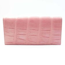 Nueva billetera con embrague largo doble plegable de cuero de cocodrilo rosa real para mujeres segunda mano  Embacar hacia Argentina