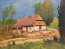 Original Oil Painting on canvas Rural Landscape Antique Artwork 1900s Signed for sale  Shipping to South Africa