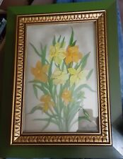 Stereographic Oil Painting "Daffodill" on Layered Glass Signed Lina Nogar for sale  Shipping to South Africa