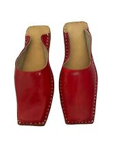Womens shoes leather slides ladies mules red leather mules half shoes us 13 size for sale  Shipping to South Africa