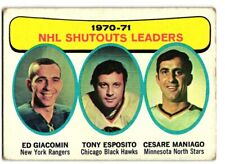 1971-72 Topps 5 NHL Shutout Leaders Ed Giacomin Tony Esposito Cesare Maniago Cortacésped segunda mano  Embacar hacia Argentina