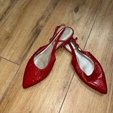 AGL - ATTILIO GIUSTI LEOMBRUNI - RED PATTON LEATHER SLING BACK FLATS SZ 40/9 US for sale  Shipping to South Africa