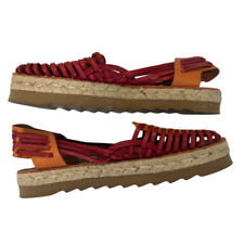 Pomegranate Luella Orange Red Huarache Leather Sandals 9 for sale  Shipping to South Africa