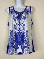 Blusa DB feminina tamanho LP azul paisley gola redonda sem mangas comprar usado  Enviando para Brazil