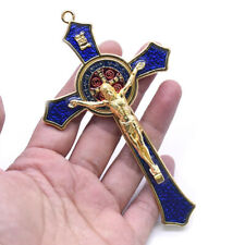Crucifixo cruz de metal antigo Jesus santo religioso esculpido Cristo azul comprar usado  Enviando para Brazil