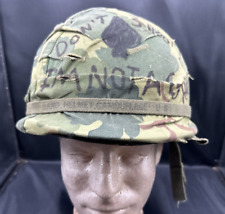 Capacete M-1 dos EUA pós-guerra do Vietnã com capa camuflada, forro e faixa de capacete comprar usado  Enviando para Brazil