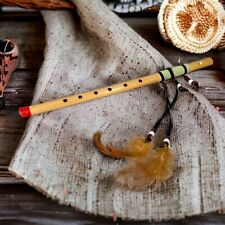 Flauta de bambu feita à mão com miçangas e penas de couro comprar usado  Enviando para Brazil