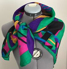 Used, VTG Ginnie Johansen scarf pink purple black gold abstract wool 1988 33" x 33" for sale  Shipping to South Africa