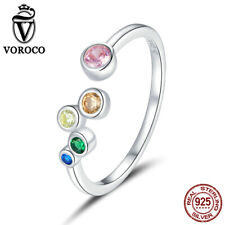 Anel feminino Real925 prata esterlina bolha colorida ajustável dedo aberto VOROCO comprar usado  Enviando para Brazil