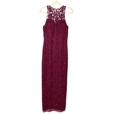 Scala Maxi Dress Women's Size XL Burgundy Embellished Beaded Silk Evening Gown for sale  Shipping to South Africa