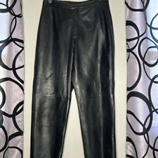 Usado, Pantalones para mujer Lands End vintage de cuero de cordero talla 8 negros pierna recta altura alta segunda mano  Embacar hacia Argentina