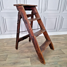 Antique Vintage Pioneer Wooden 3 Tread Step Library Ladders - Display Steps, used for sale  Shipping to South Africa