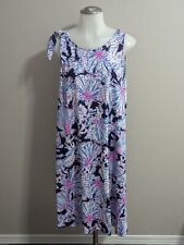 Used, Lilly Pulitzer Luella Dress Deep Sea Navy Shells Bells Sea Horses Womens L EUC for sale  Shipping to South Africa