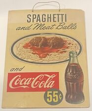 1950 Coca Cola Spaghetti Meatballs Cardboard Diner Sign-Coke Vintage Advertising for sale  Shipping to South Africa